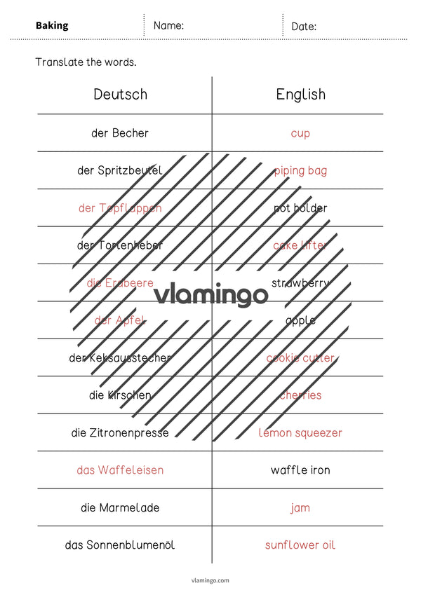 de englisch baking vocabulary mini test 011