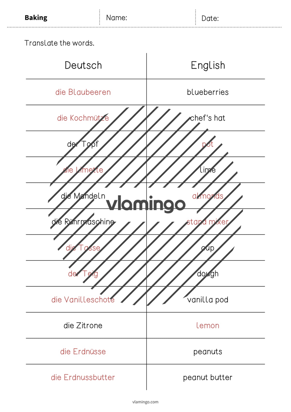 de englisch baking vocabulary mini test 012