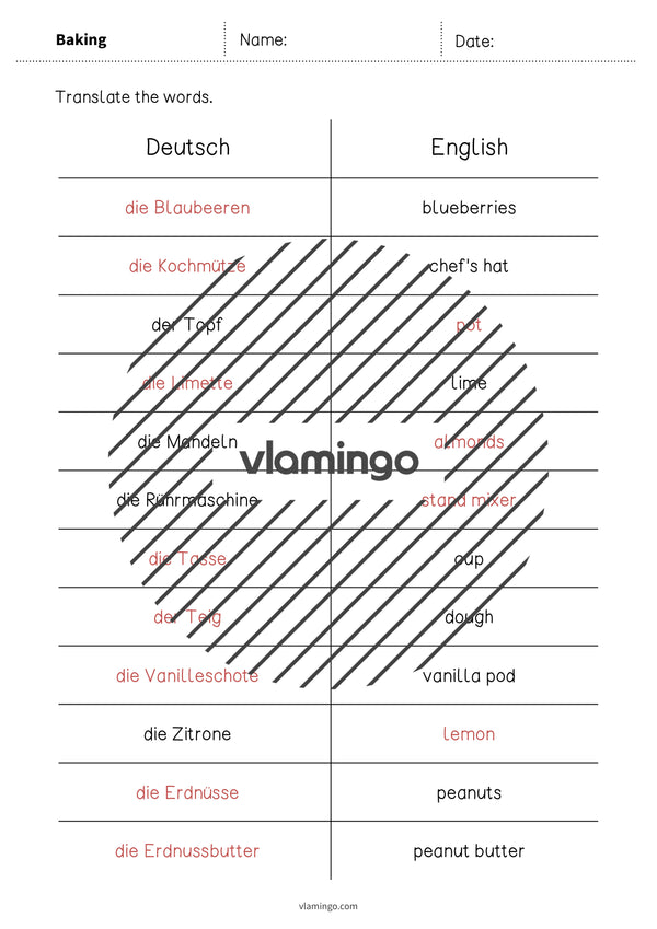 de englisch baking vocabulary mini test 012