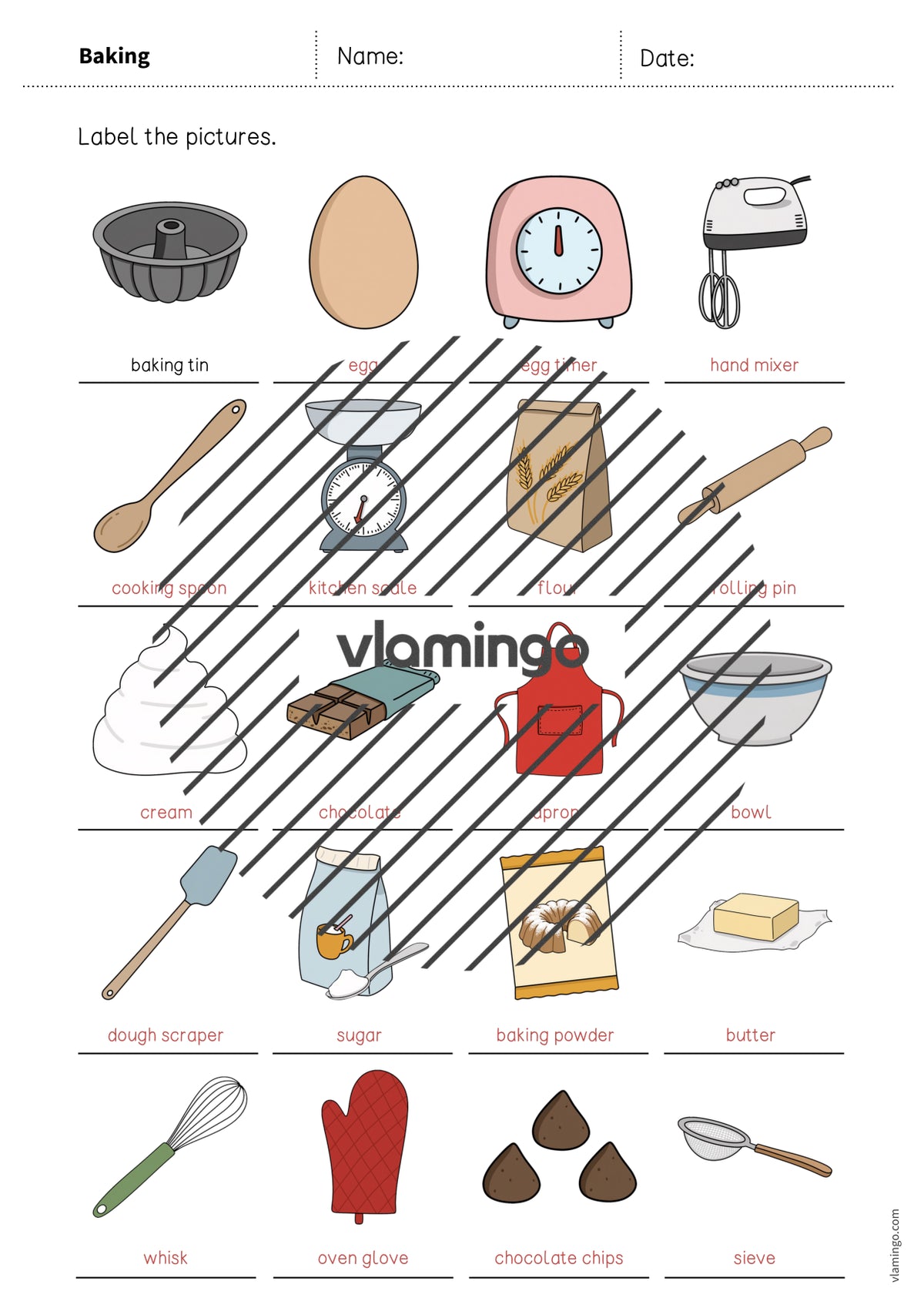 de englisch baking vocabulary worksheet 1 012