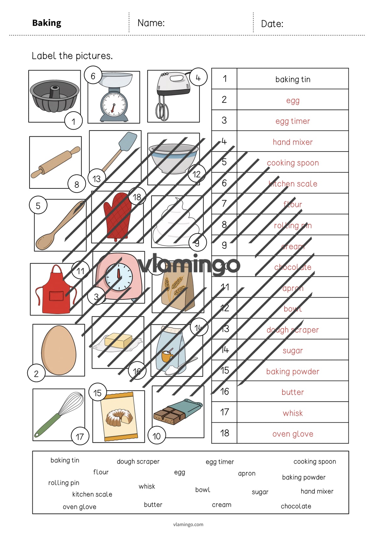 de englisch baking vocabulary worksheet 2 008