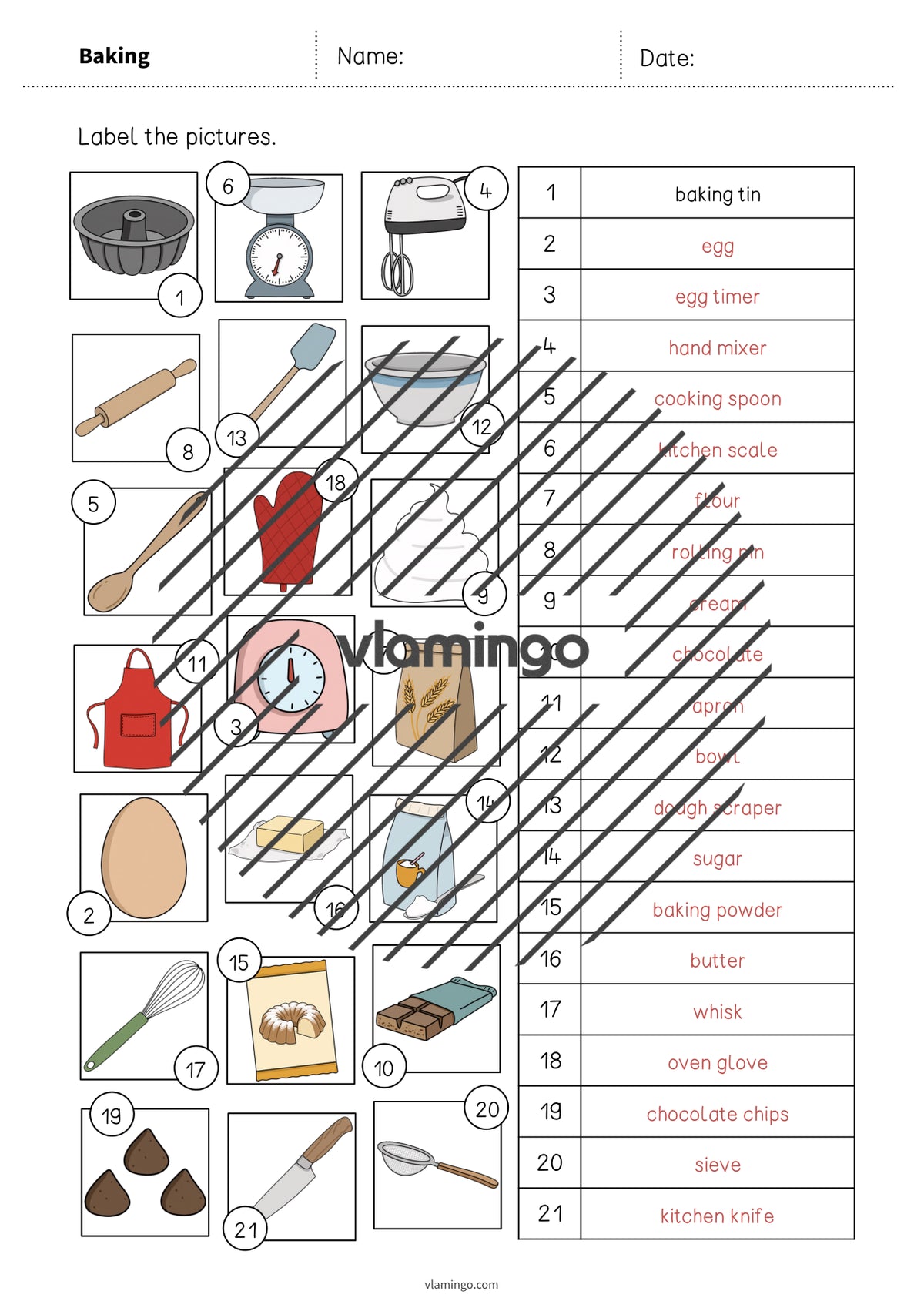 de englisch baking vocabulary worksheet 2 009