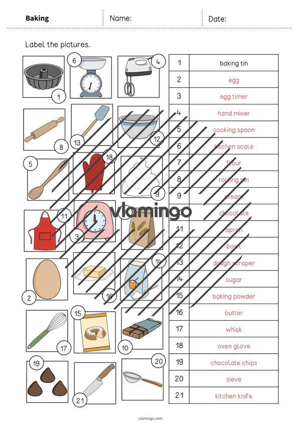de englisch baking vocabulary worksheet 2 009