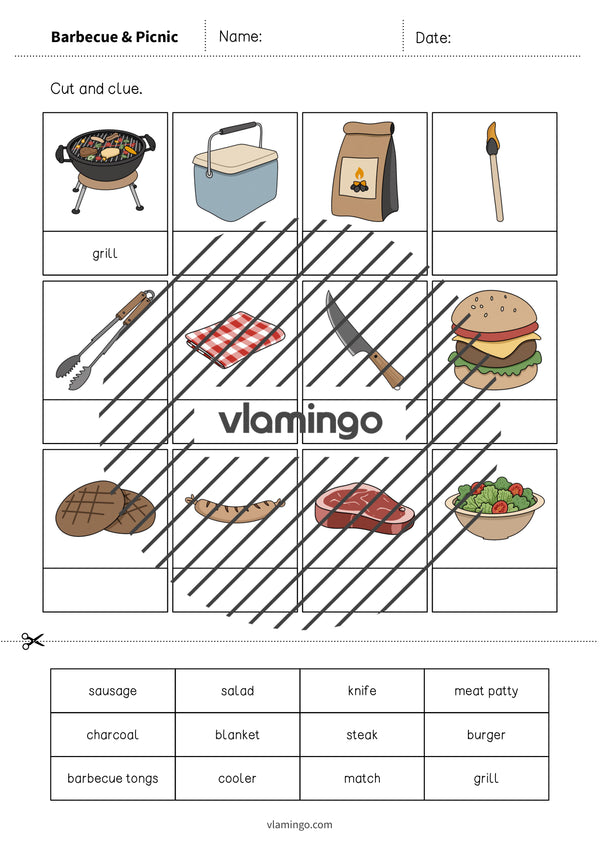 de englisch barbecue picnic cut and glue 003