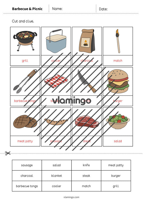 de englisch barbecue picnic cut and glue 007