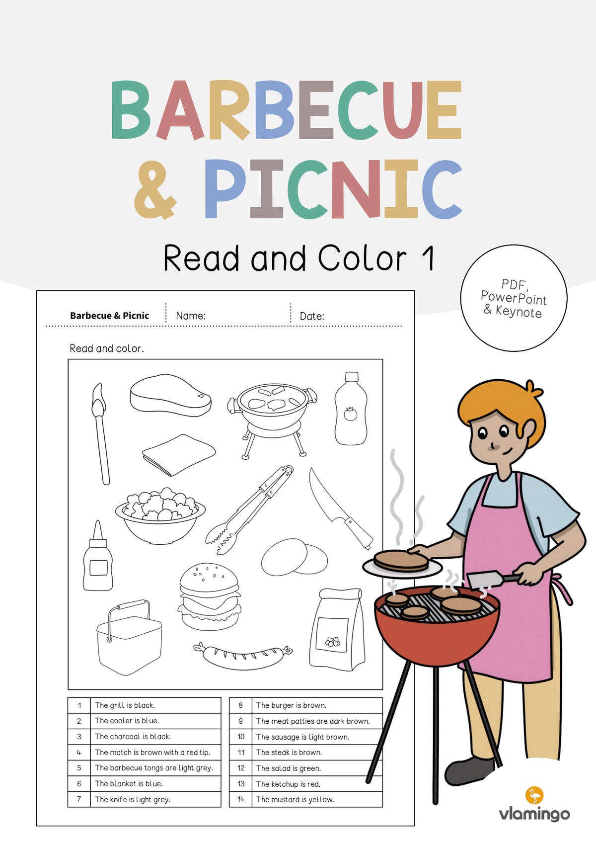 de englisch barbecue picnic read and color 1 001