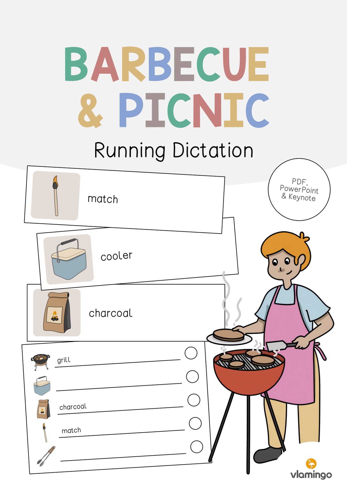 de englisch barbecue picnic running dictation 001