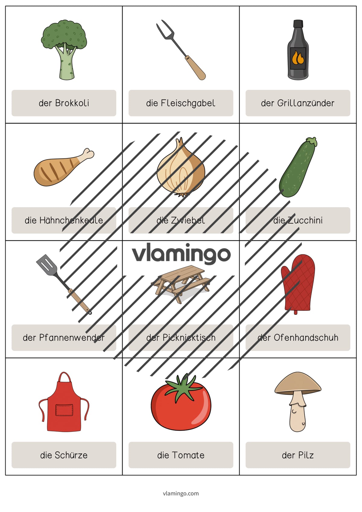 de englisch barbecue picnic vocabulary cards 007