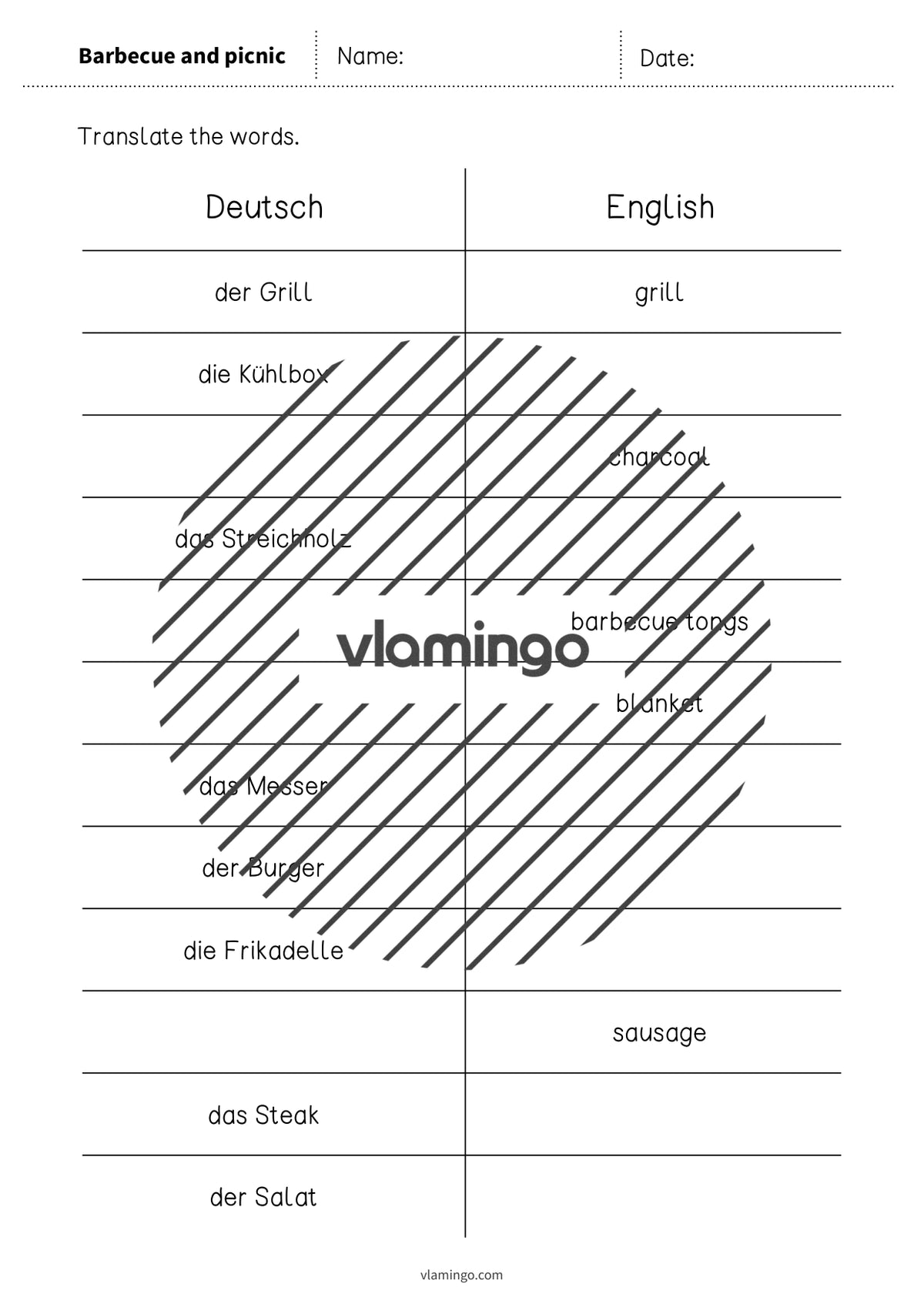 de englisch barbecue picnic vocabulary mini test 003