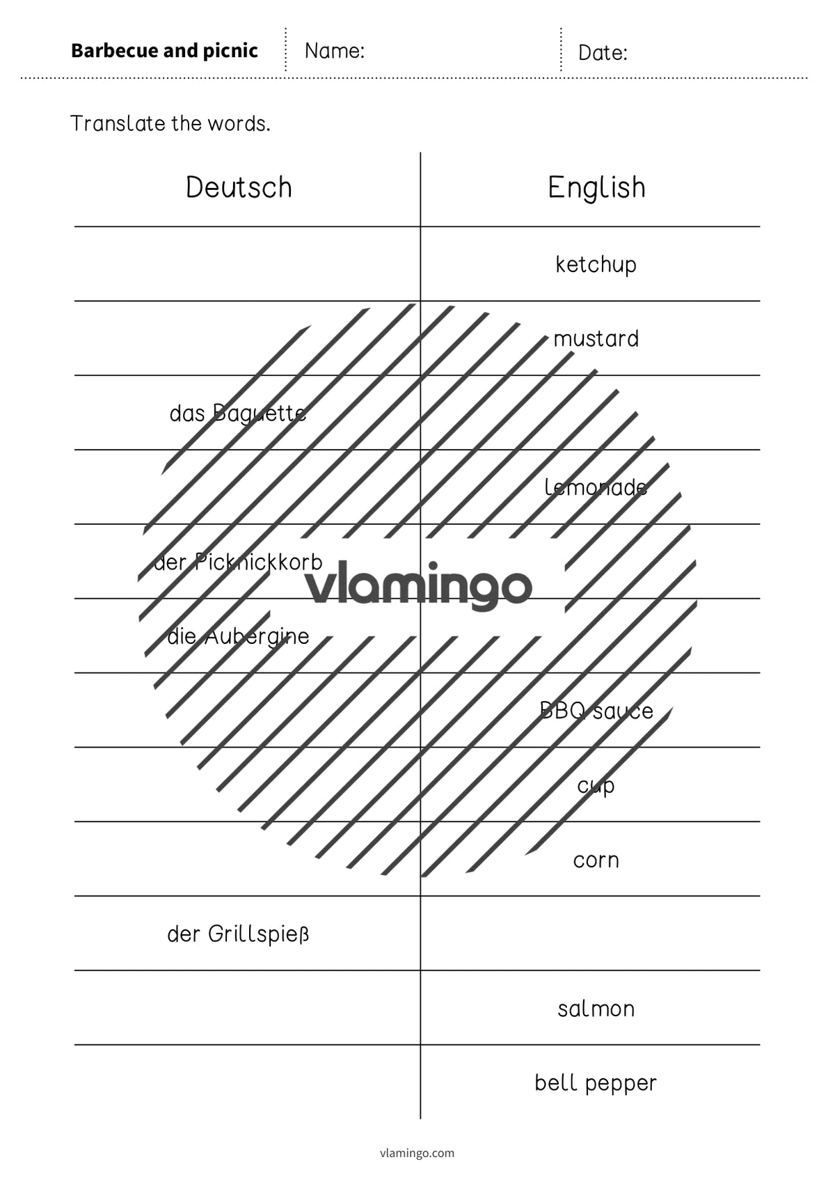 de englisch barbecue picnic vocabulary mini test 004