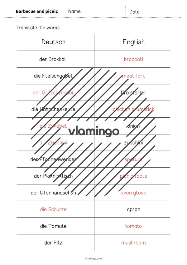 de englisch barbecue picnic vocabulary mini test 009