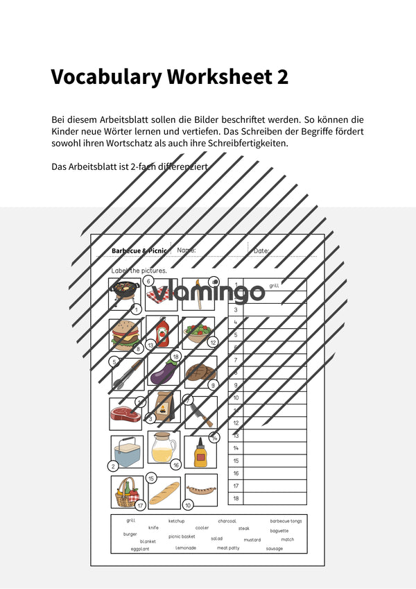 de englisch barbecue picnic vocabulary worksheet 2 002