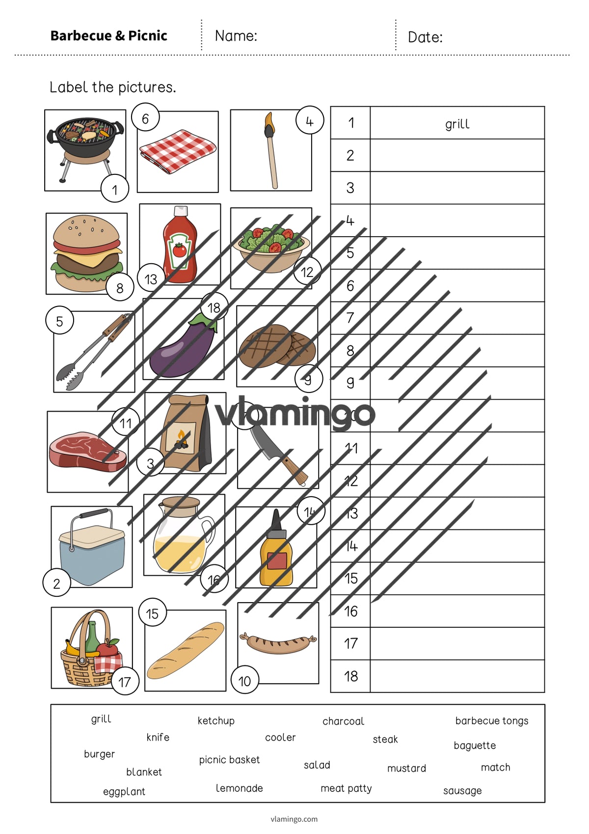 de englisch barbecue picnic vocabulary worksheet 2 004