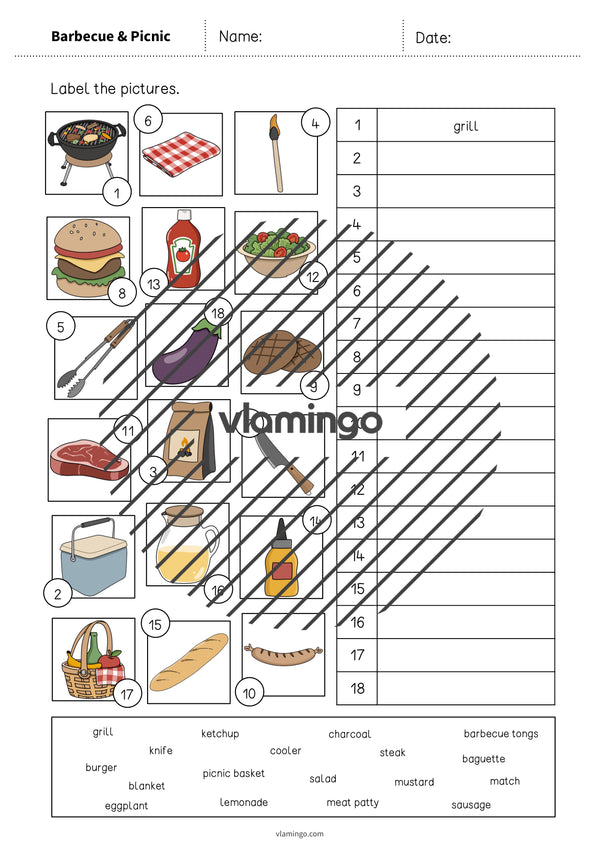 de englisch barbecue picnic vocabulary worksheet 2 004