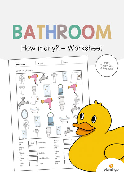 Bathroom / Badezimmer: How many? – Worksheet (Englisch)