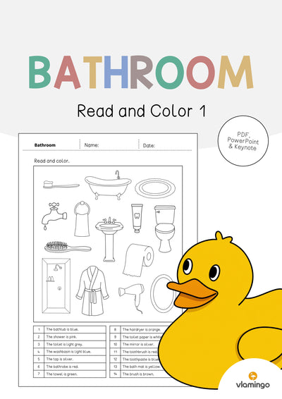 Bathroom / Badezimmer: Read and Color 1 (Englisch)