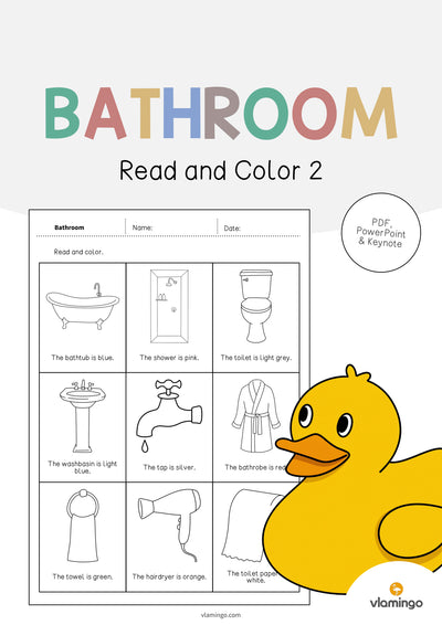 Bathroom / Badezimmer: Read and Color 2 (Englisch)