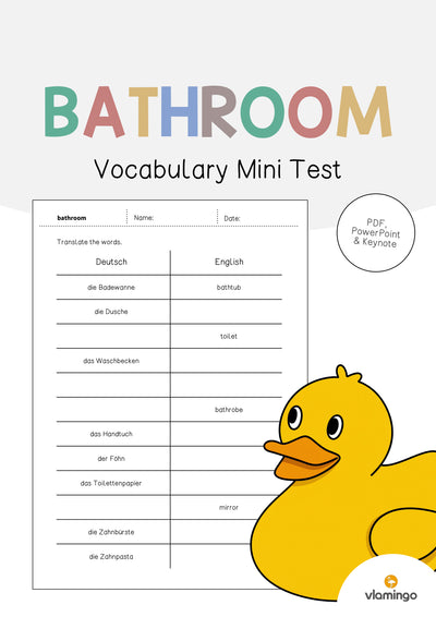 Bathroom / Badezimmer: Vocabulary Mini Test (Englisch)