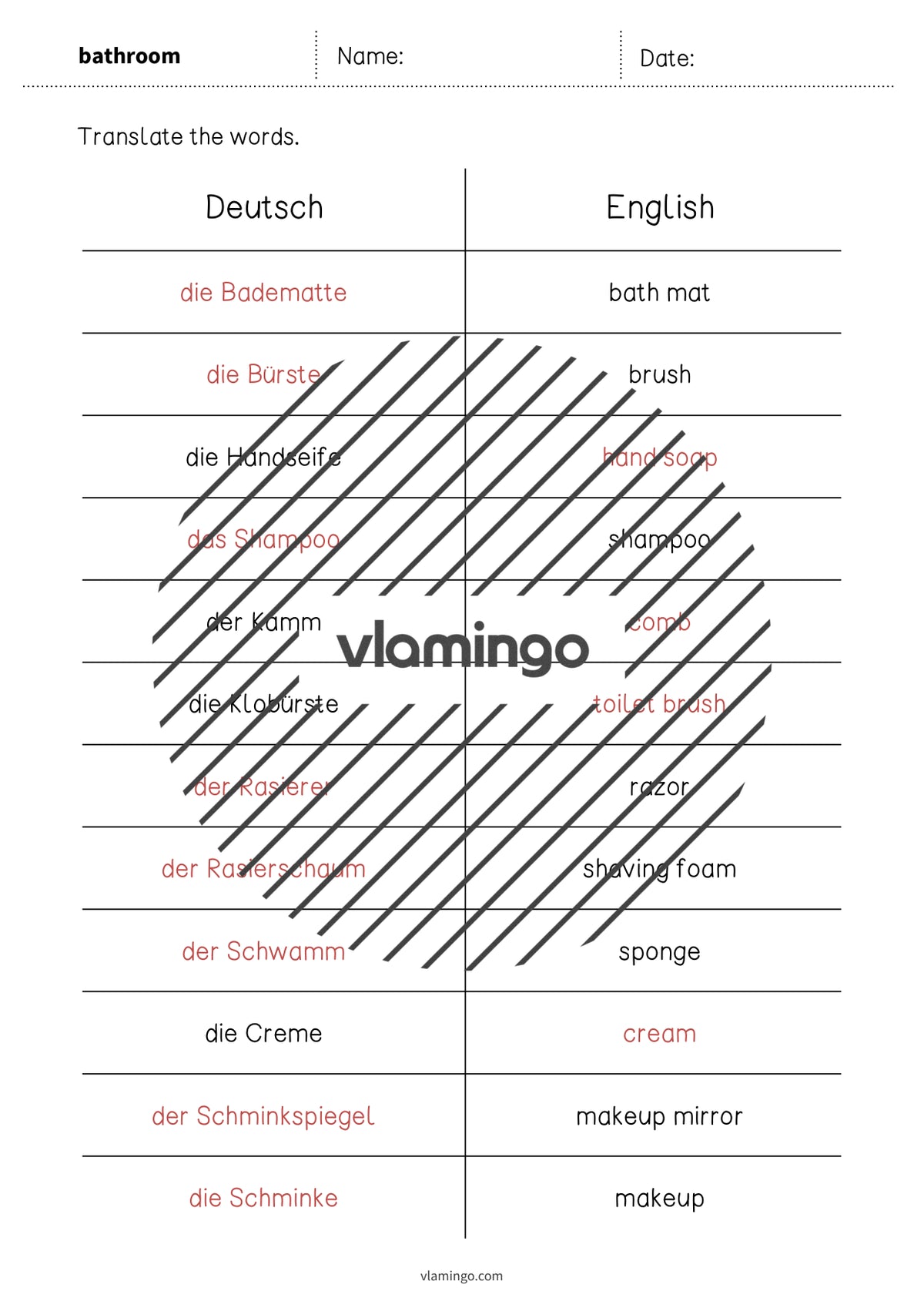 de englisch bathroom vocabulary mini test 007