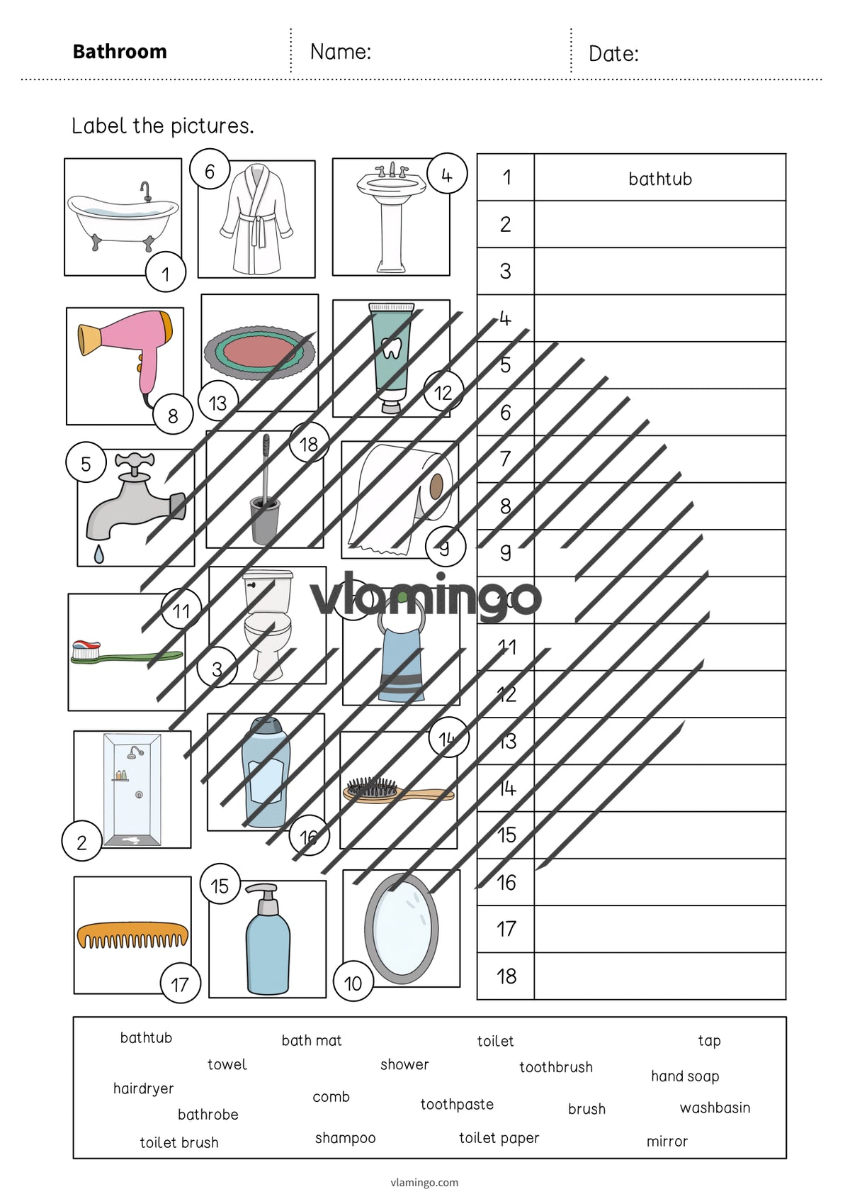 de englisch bathroom vocabulary worksheet 2 004