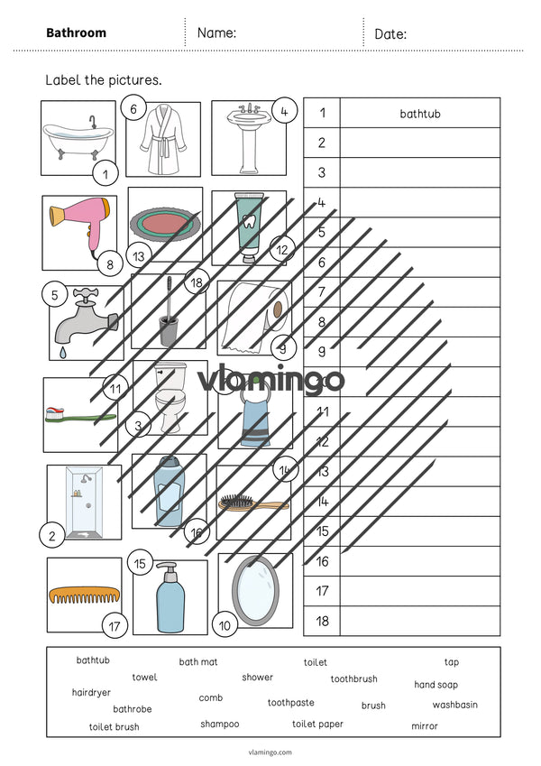 de englisch bathroom vocabulary worksheet 2 004