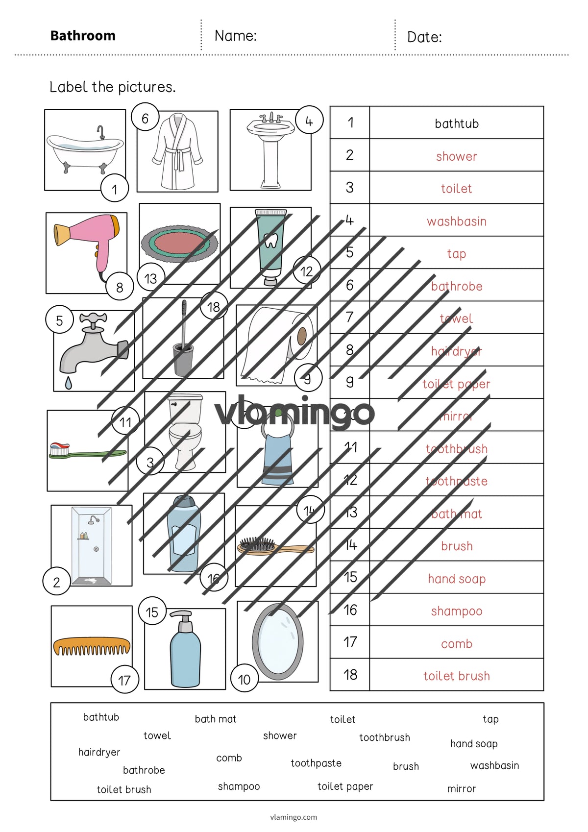 de englisch bathroom vocabulary worksheet 2 008