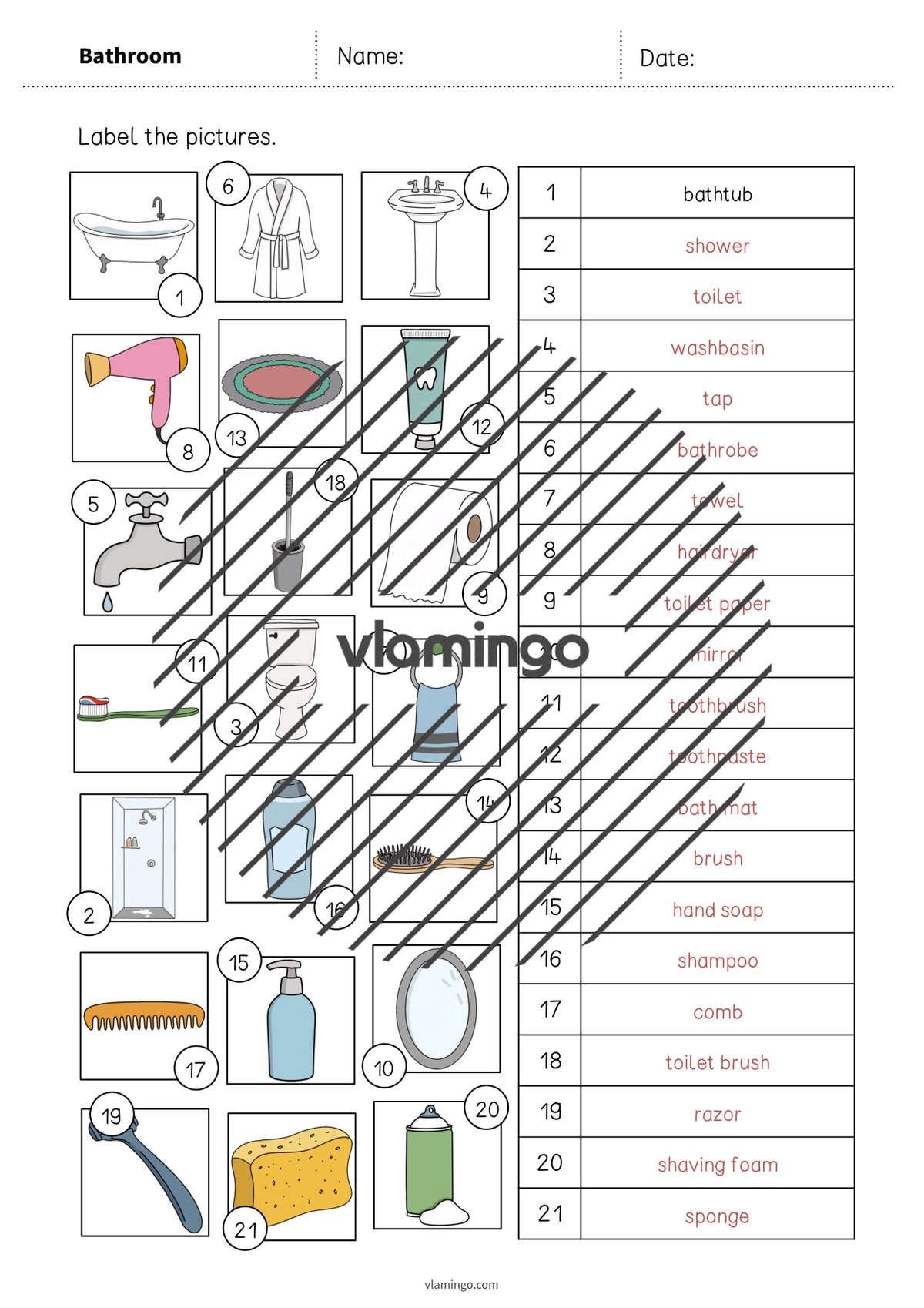 de englisch bathroom vocabulary worksheet 2 009