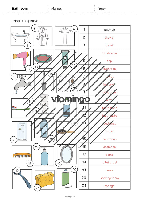 de englisch bathroom vocabulary worksheet 2 009