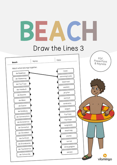 Beach / Strand: Draw the lines 3 (Englisch)