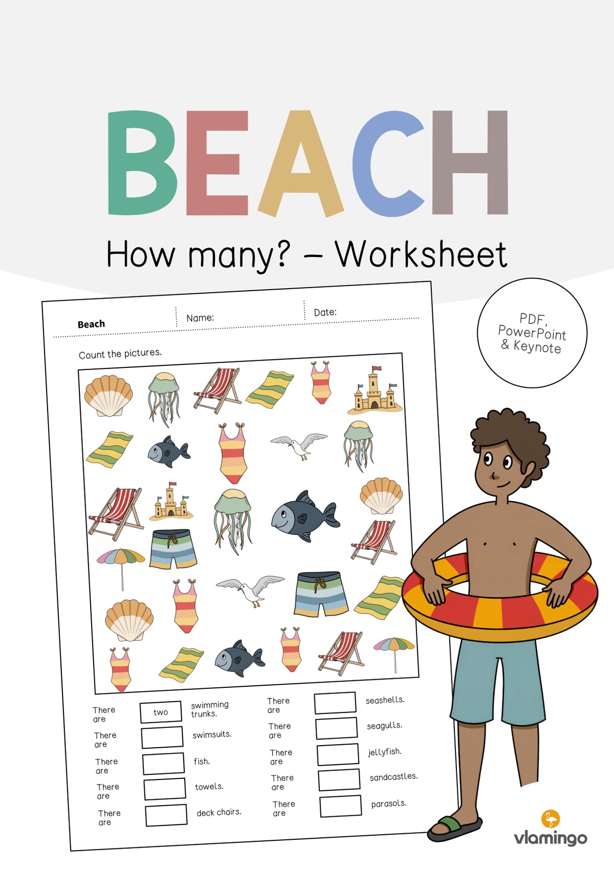de englisch beach how many worksheet 001