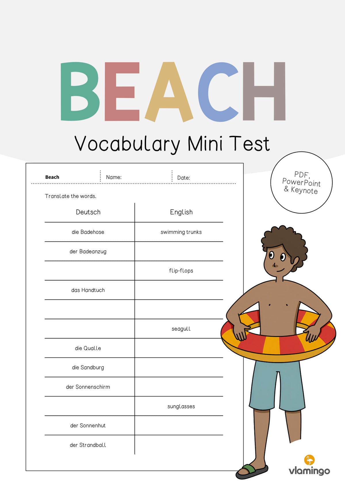 de englisch beach vocabulary mini test 001