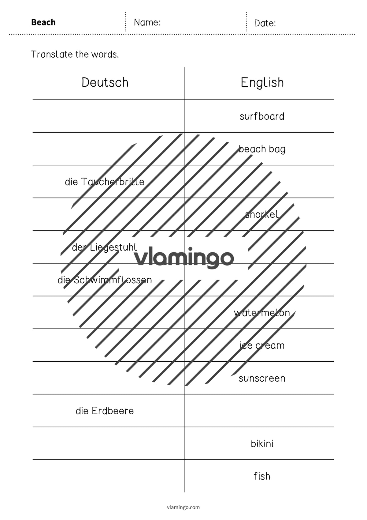 de englisch beach vocabulary mini test 004
