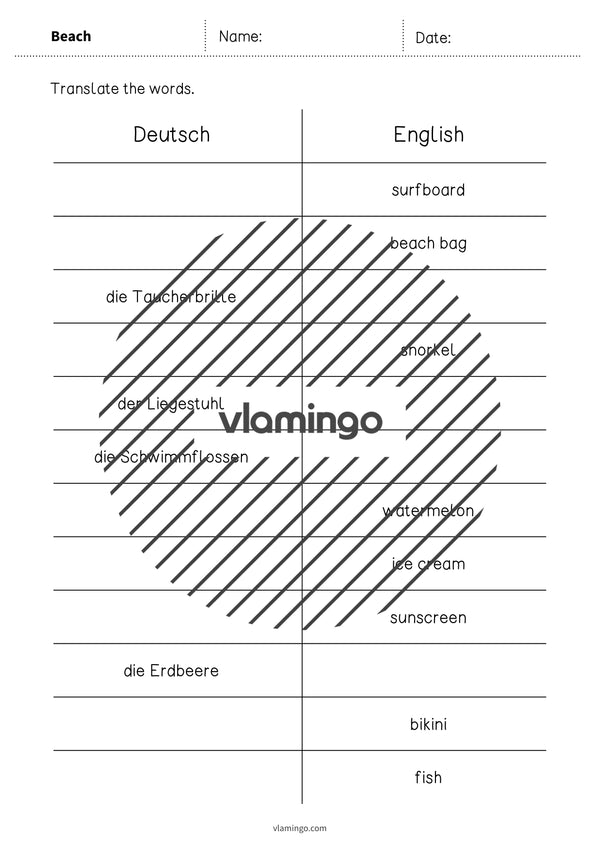 de englisch beach vocabulary mini test 004
