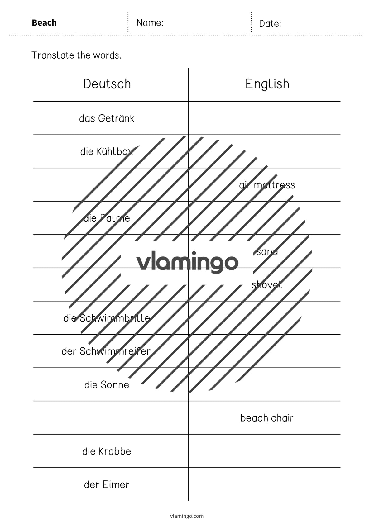 de englisch beach vocabulary mini test 005