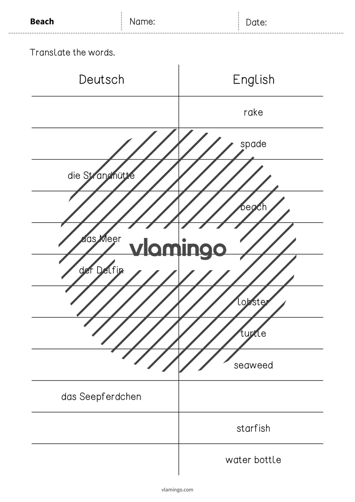 de englisch beach vocabulary mini test 006