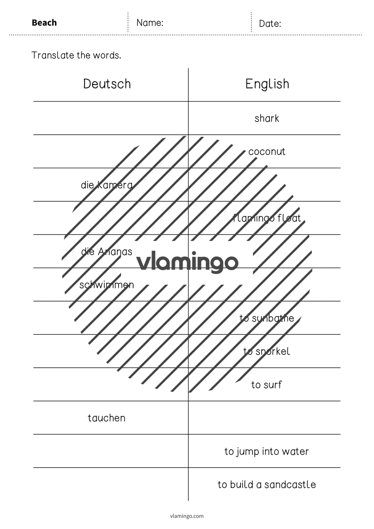 de englisch beach vocabulary mini test 007