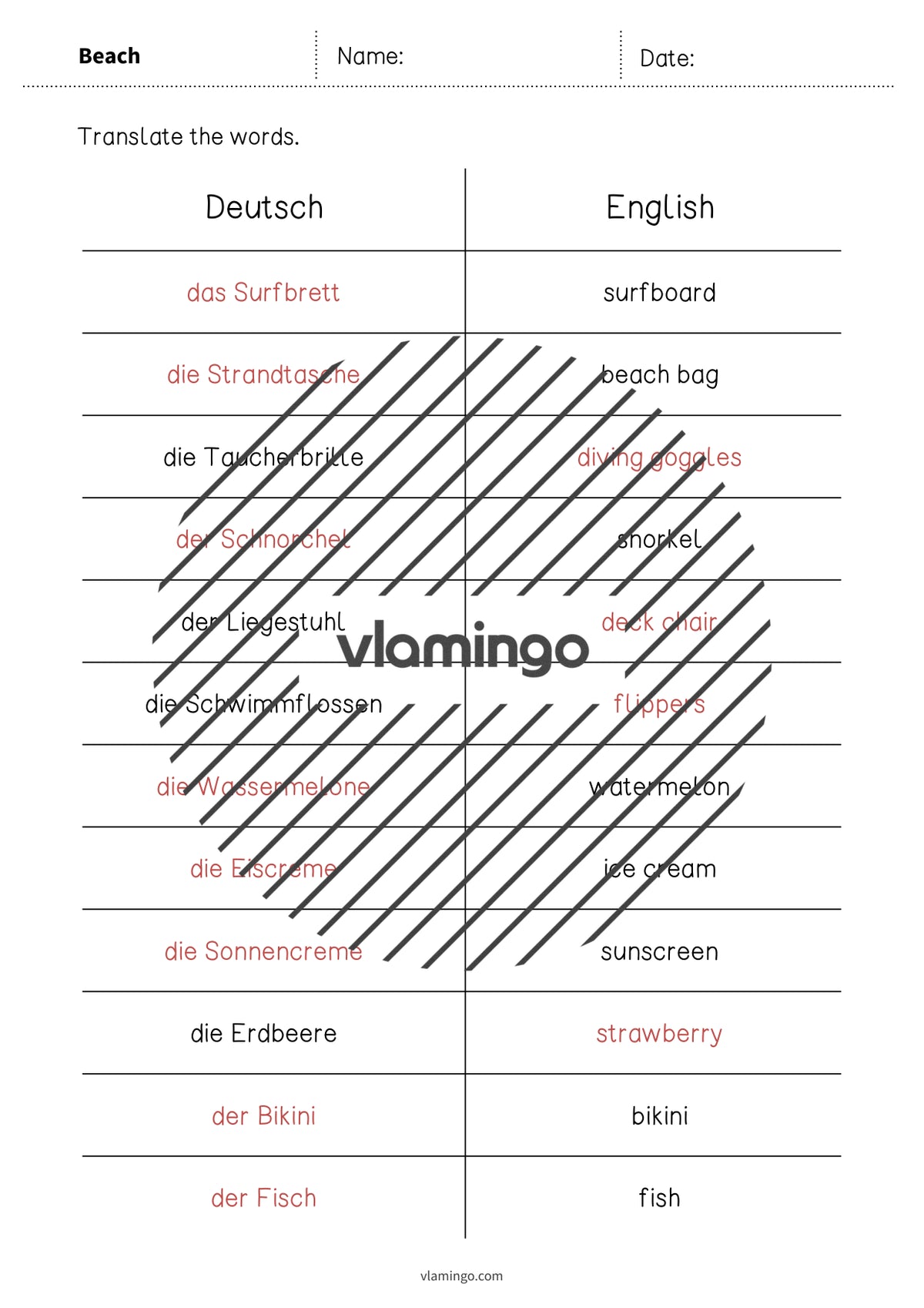 de englisch beach vocabulary mini test 010