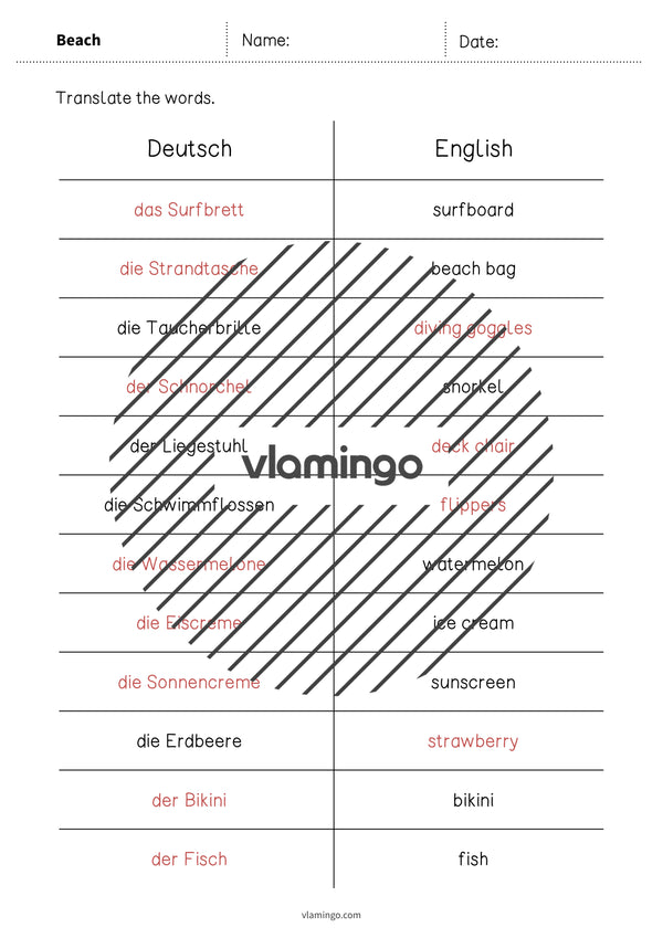 de englisch beach vocabulary mini test 010