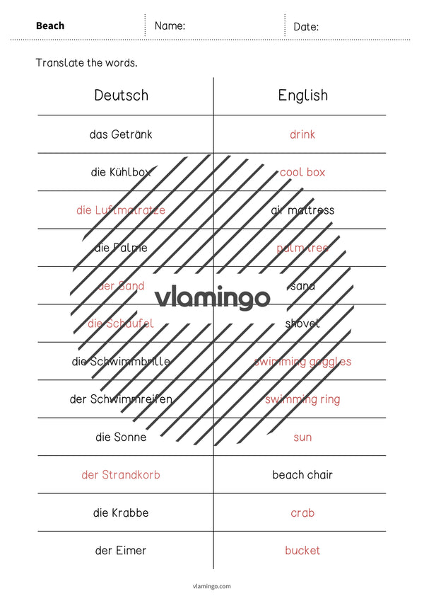 de englisch beach vocabulary mini test 011