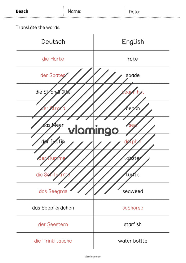 de englisch beach vocabulary mini test 012