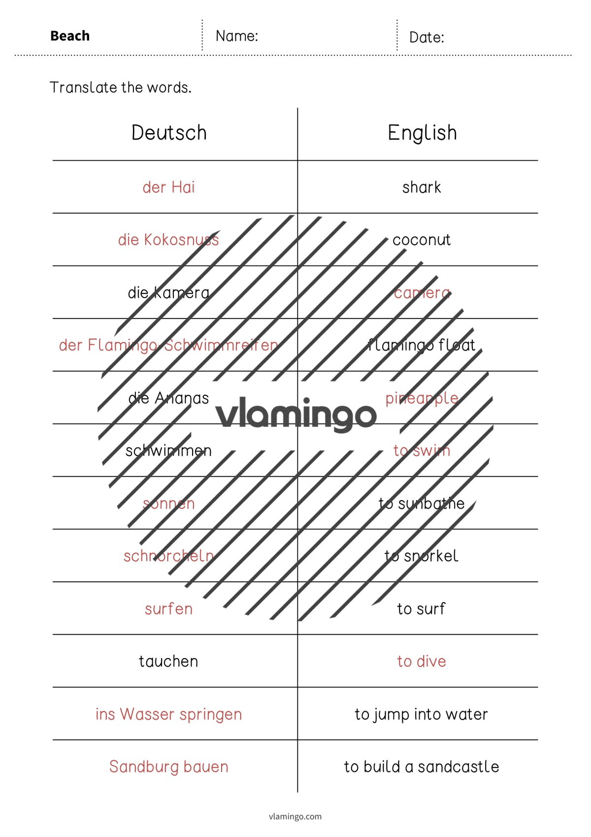 de englisch beach vocabulary mini test 013
