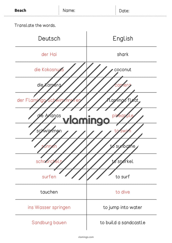 de englisch beach vocabulary mini test 013
