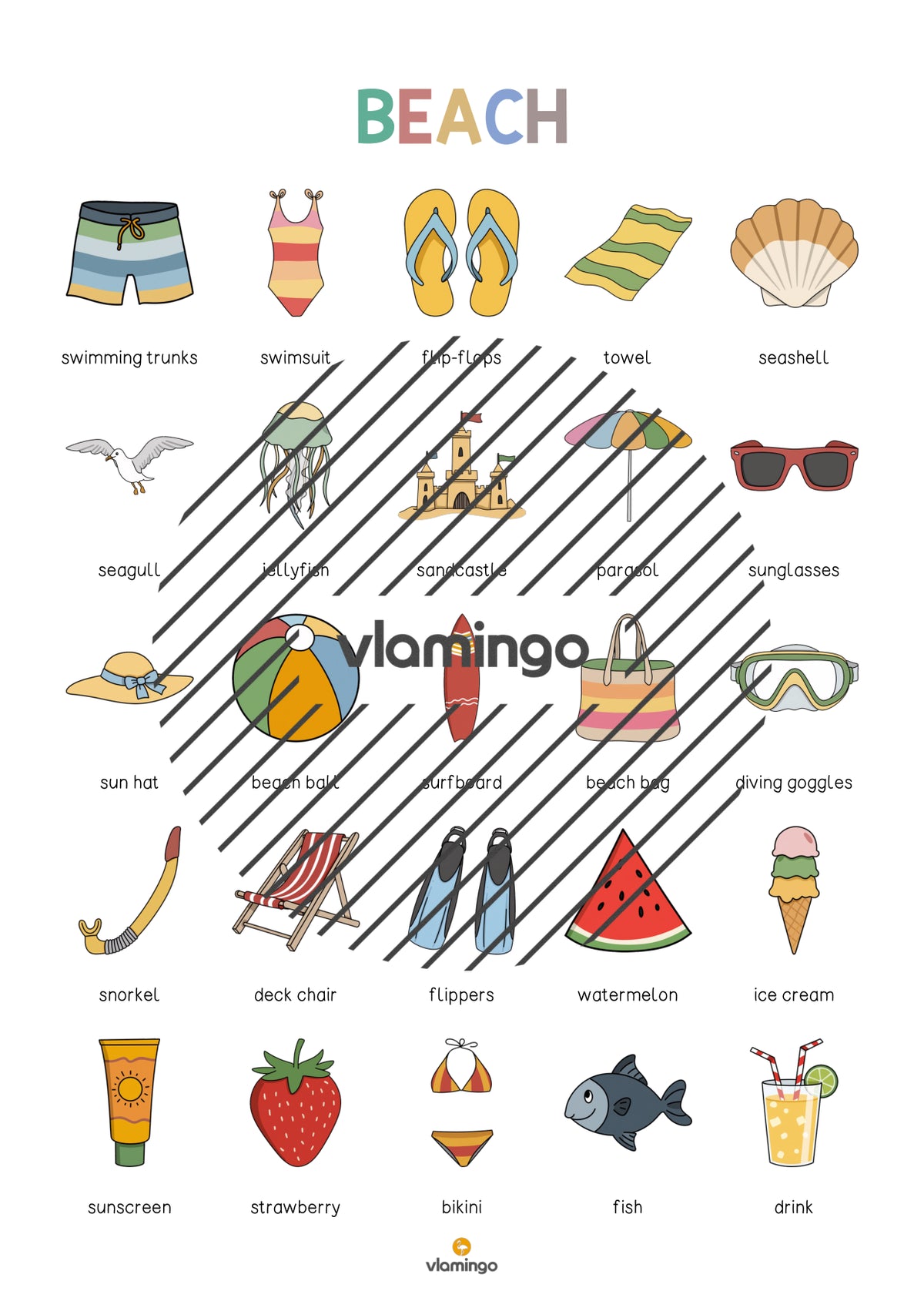 de englisch beach vocabulary poster 004