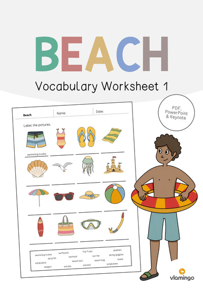 Beach / Strand: Vocabulary Worksheet 1 (Englisch)