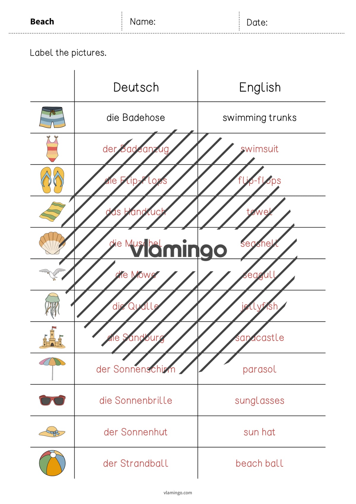 de englisch beach vocabulary worksheet 3 009