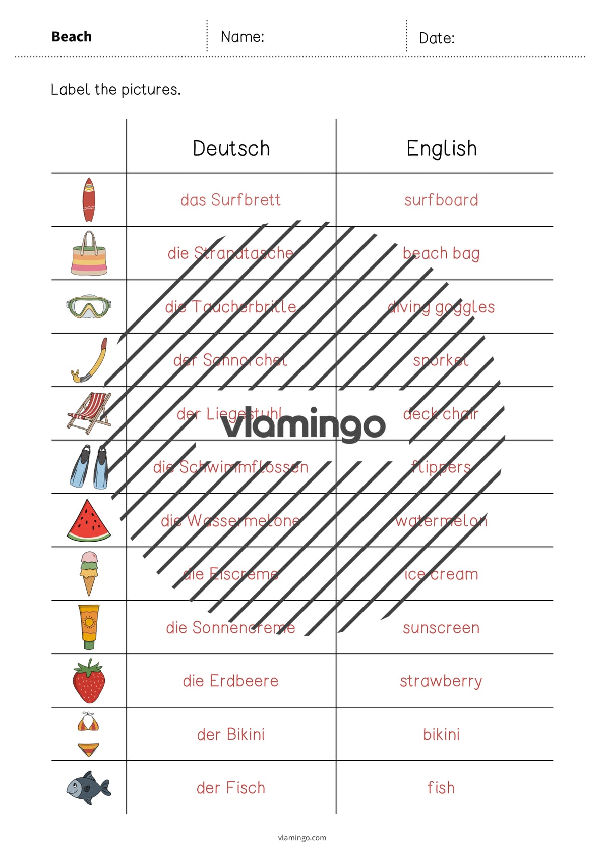 de englisch beach vocabulary worksheet 3 010