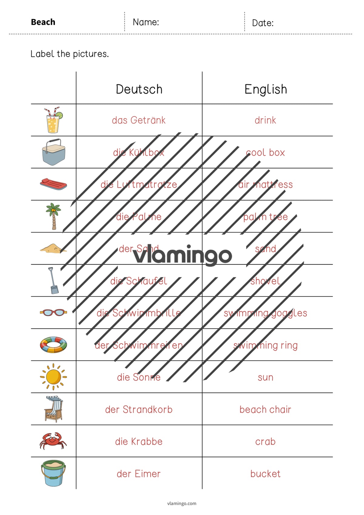 de englisch beach vocabulary worksheet 3 011
