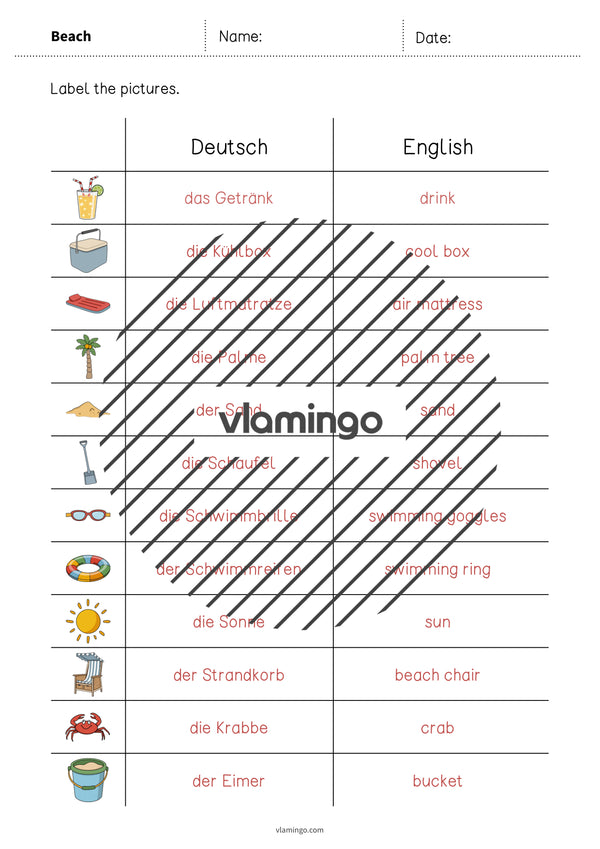 de englisch beach vocabulary worksheet 3 011