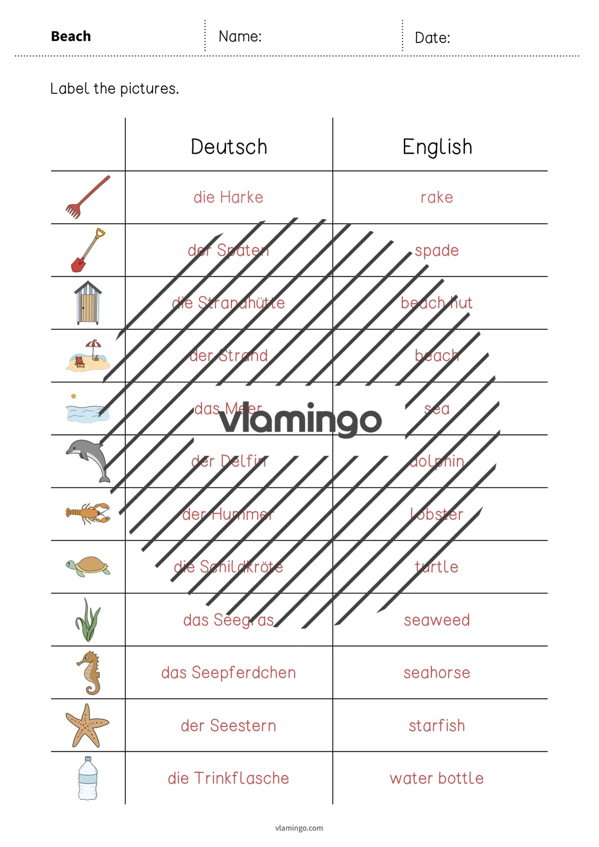 de englisch beach vocabulary worksheet 3 012