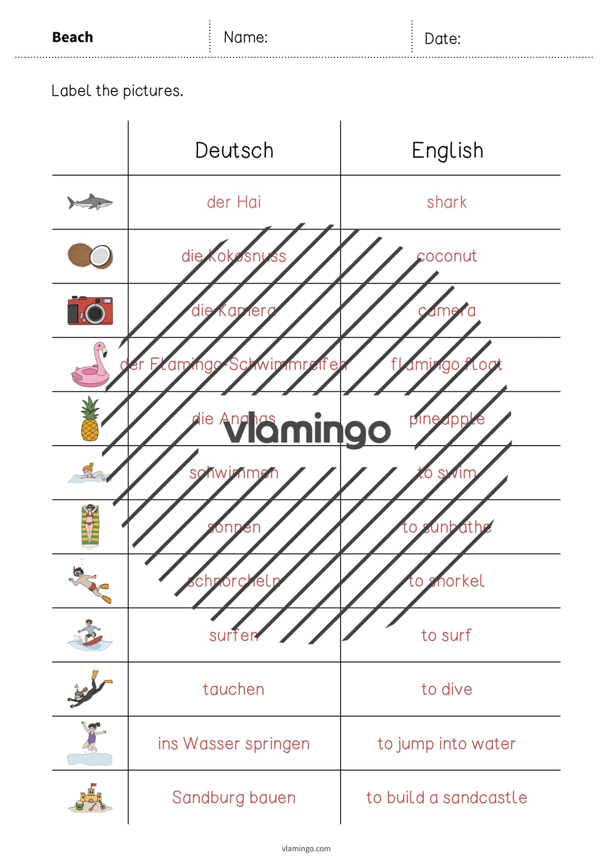 de englisch beach vocabulary worksheet 3 013